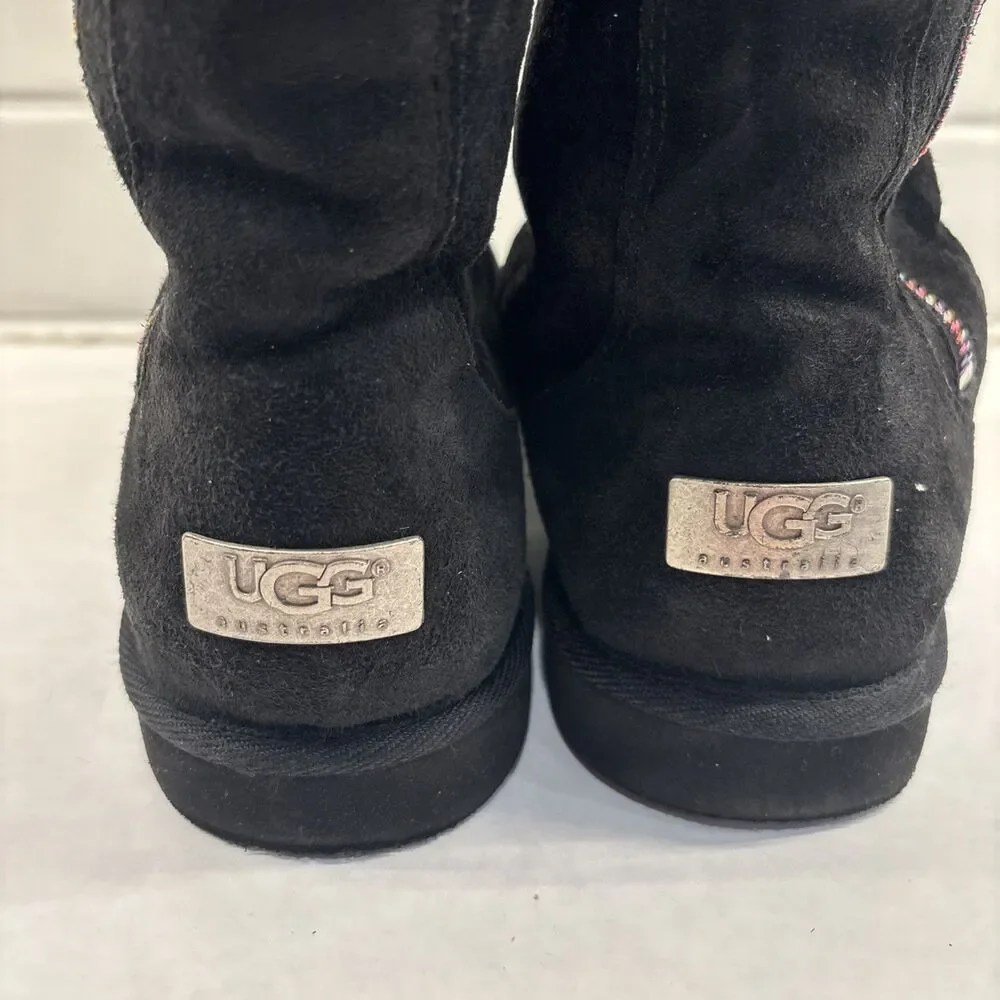 UGG 5654 Multicolor Rainbow Zipper Snow Boot Size 5 Black EUR 35‎ / UK 4…...L39